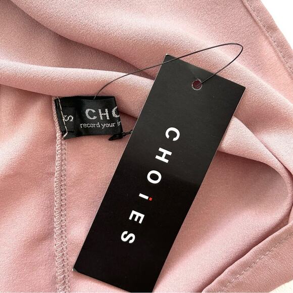 Choices Top Mauve Lace Crochet Long Sleeve Chiffon Blouse Top Size Small NEW - Picture 2 of 12